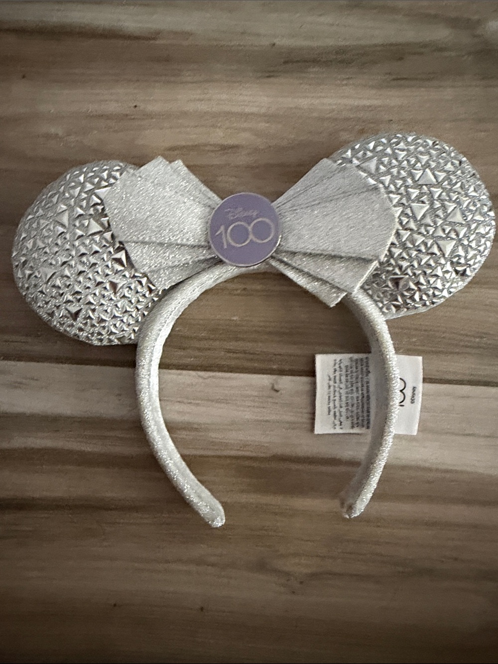 Disney 100 years Silver Glitter Minnie Ears Headband